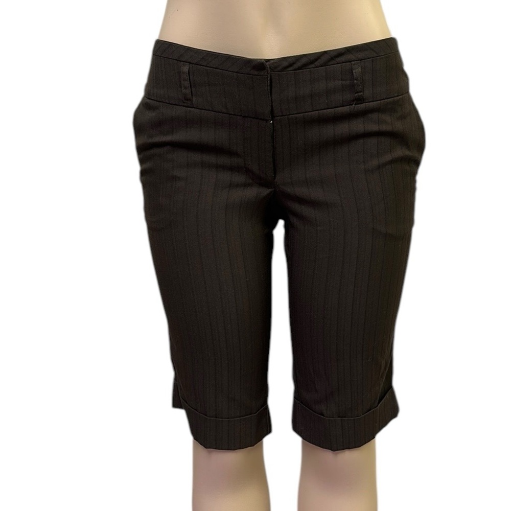 Tracy Evans Limited Brown Striped Business Casual Bermuda Shorts Juniors 5